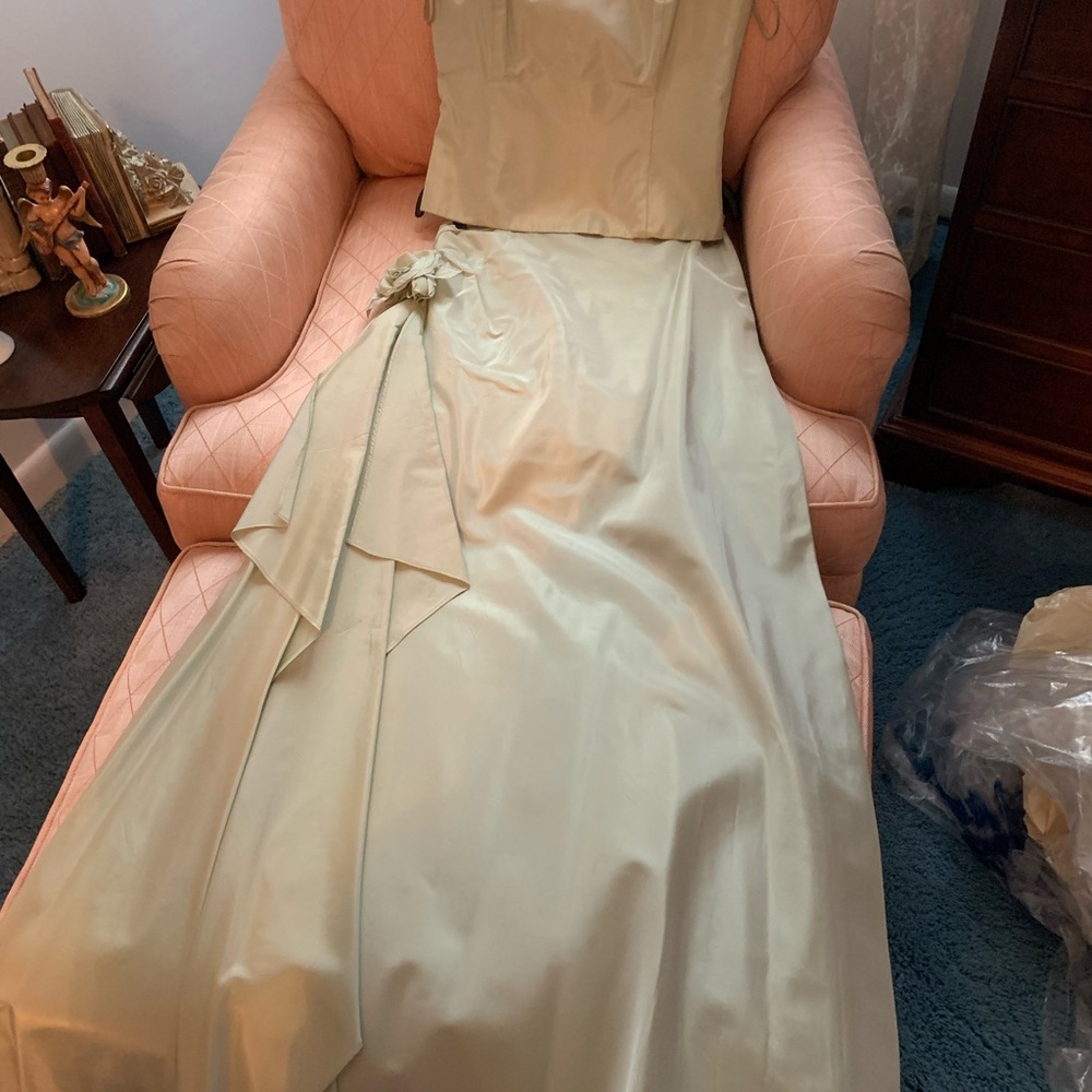 Lovely light misty Green Party gown.Two pieces size 6. Made by Laundry
